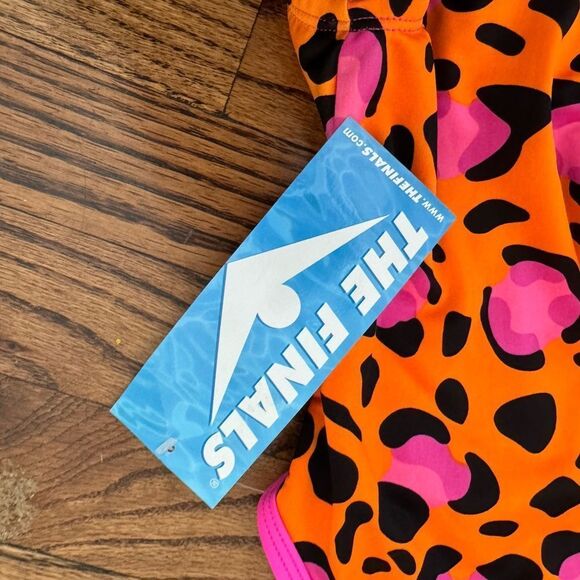 NWT New THE FINALS Funnies Racing Swimsuit Orange Hot Pink 20 4t - Picture 3 of 5